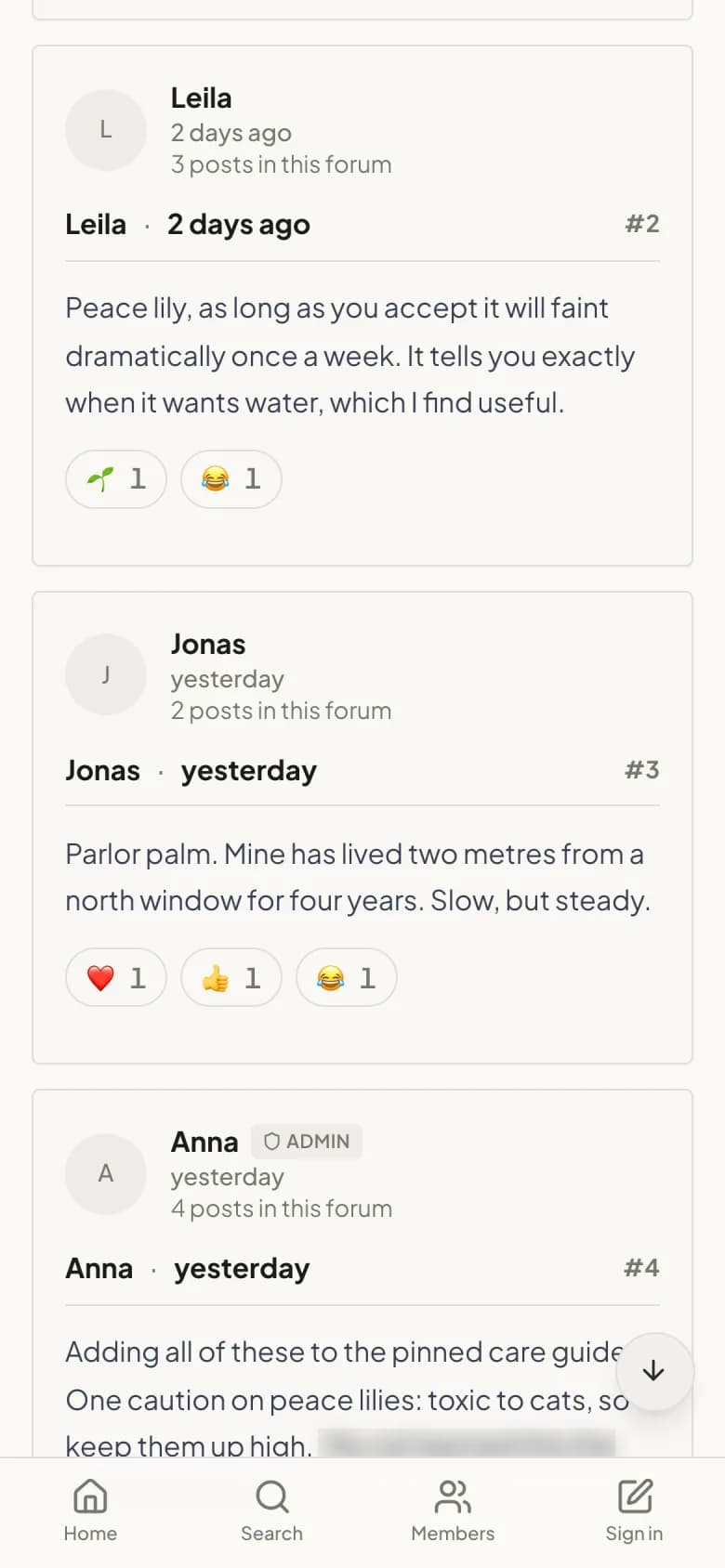 The same thread on a phone